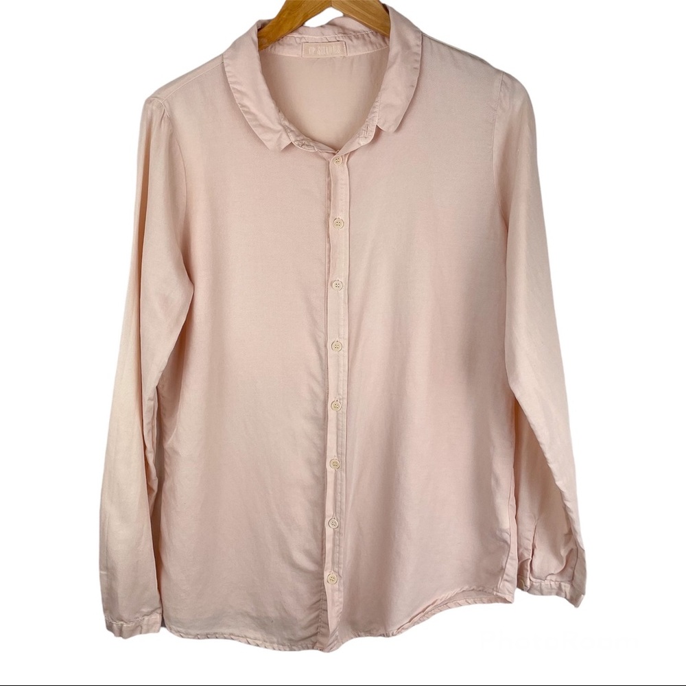CP Shades Cotton Silk Button Down Front Shirt Sz Small Peach Pastel Boho